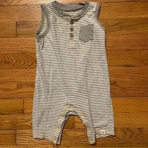 Burt’s Bees Baby | Gray Striped Tank Top Romper | 18 mo